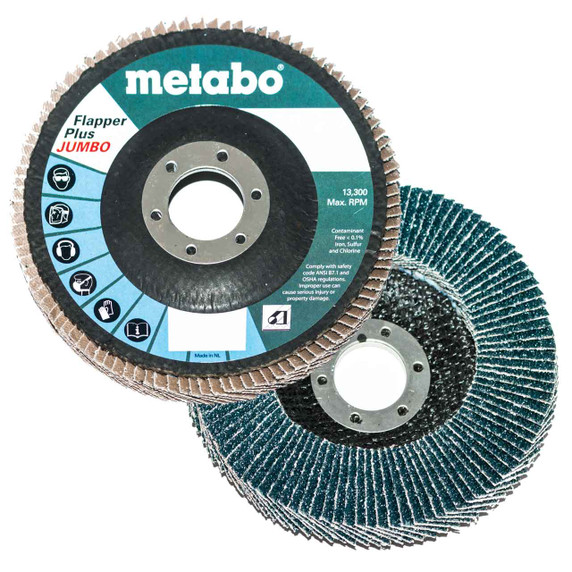 Metabo 629433000 4.5" x 7/8" Flapper Plus Jumbo Abrasives Flap Discs 80 Grit, 5 pack