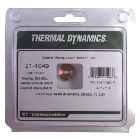 Thermal Dynamics 21-1049 Shield Cap, 200A, SS/AL, 5 pack