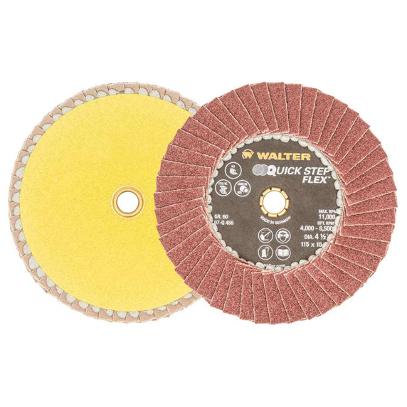 Walter 07Q456 4-1/2x7/8 Quick-Step Flex Flexible Flap Disc 60 Grit, 10 pack