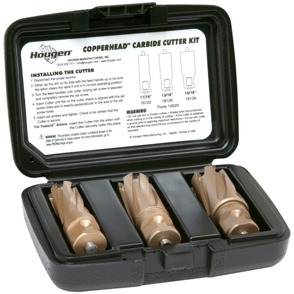 Hougen 18983-1 Copperhead Carbide Cutter Kit - 11/16, 13/16, 15/16" 1" DOC