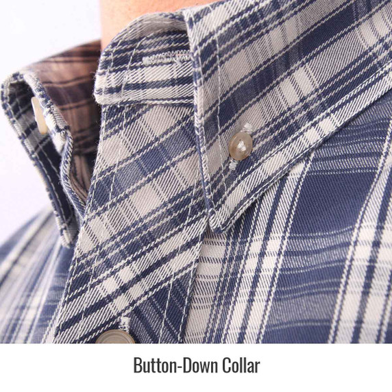 Black Stallion WF2110-PB AR/FR Cotton Work Shirt, NFPA 2112 Arc Rated, Blue Plaid, 2X-Large