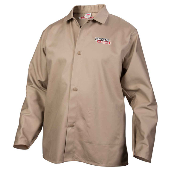 Lincoln Electric K3317 Traditional Khaki FR Cloth Welding Jacket, Medium