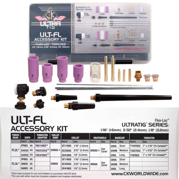 CK UltraTIG FL150 USFL1512SF Air Cooled TIG Torch Kit, Flex-Loc, 150A, 12.5', 1-Piece, Super-Flex