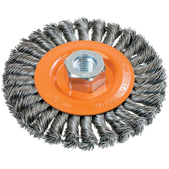 Walter 13L454 4-1/2x1/4x5/8-11 Wire Wheel Brush with Knot Twisted Wires .02 for Steel