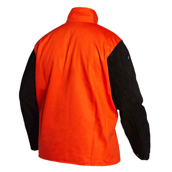 Lincoln K4690 Bright FR Orange Jacket with Leather Sleeves, 3X-Large