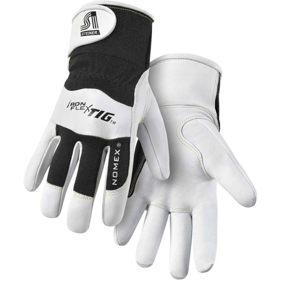 Steiner 0263 Pro-Series IronFlex TIG Premium Kidskin TIG Welding Gloves Nomex Poly Lined Back Adjustable Cuff X-Large