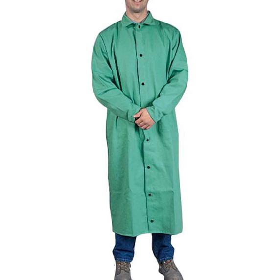 Tillman 6250 9 oz. 50" Green Flame Retardant Cotton Shop Coat, X-Large