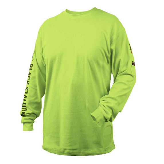 Black Stallion TF2510-LM NFPA 2112 & NFPA70E FR Cotton Knit Long-Sleeve T-Shirt, Lime, 3X-Large