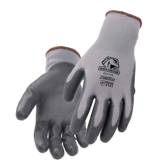Black Stallion GC3135-GY AccuFlex 13-Gauge PU-Coated Poly Knit Glove, 2X-Large