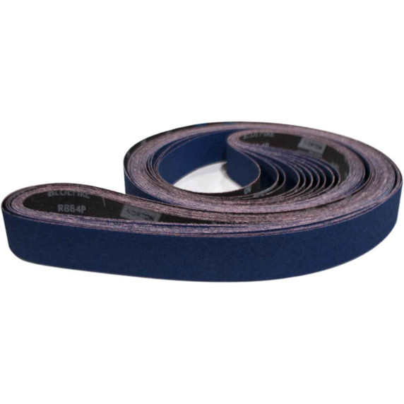 Norton 78072750013 2x132” BlueFire R884P Zirconia Alumina Cloth Narrow Backstand Belts, 50 Grit, Coarse, 10 pack