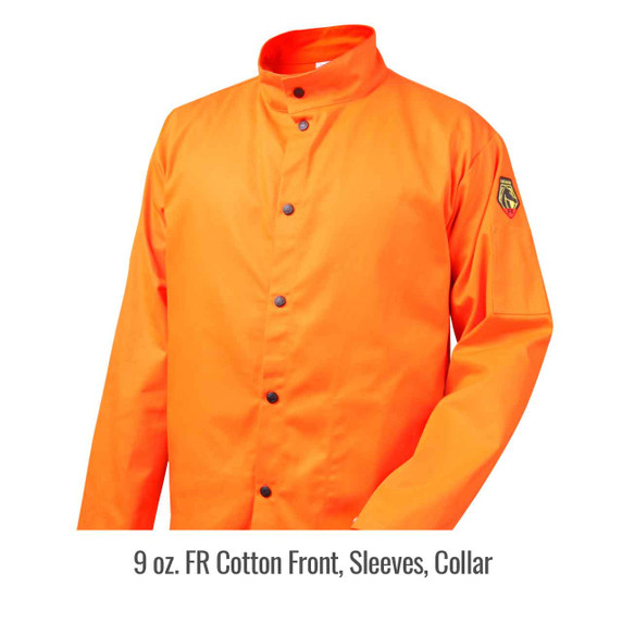 Black Stallion JF1625-OR Stretch-Back FR Cotton Welding Jacket, Orange, Small