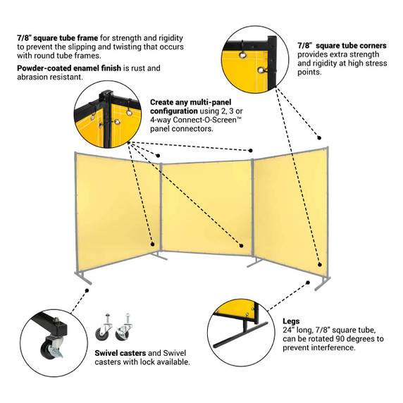 Steiner 534-6X6 Protect-O-Screen Classic with Yellow Transparent Vinyl FR Welding Screen with Frame