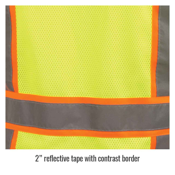 Black Stallion VS2035 ANSI Class 2, 7-Pocket Hi-Vis Safety Vest, Lime, 3X-Large