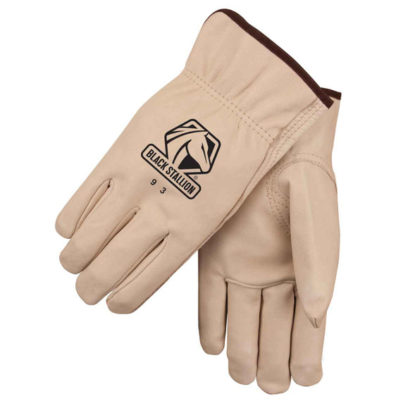 Black Stallion 93 Classic Grain Cowhide Drivers Gloves, Medium