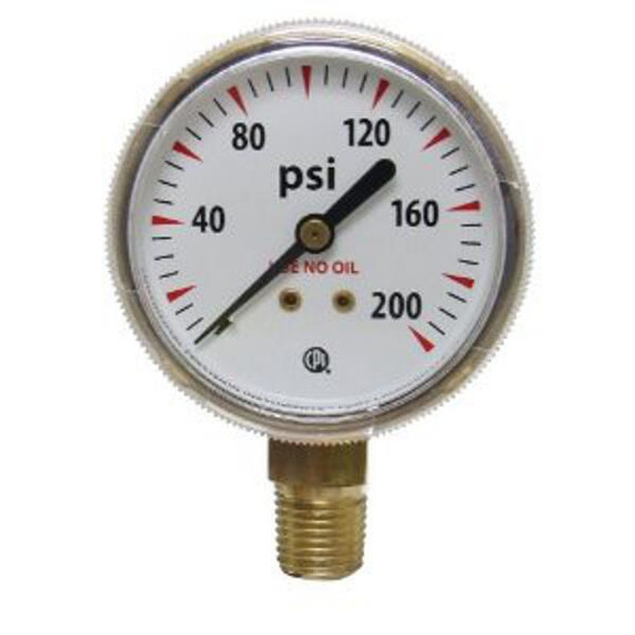 Weldcote Metals GAUGE112X200 Pressure Gauge 1-1/2" X 200 PSI, Brass