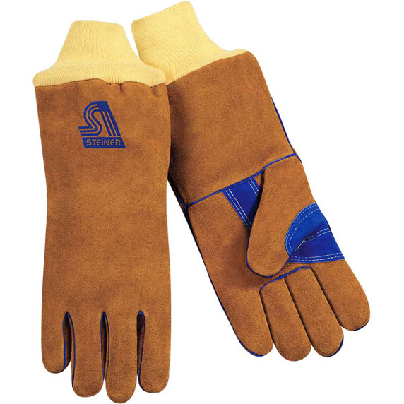 Steiner 2119B-KSC Premium Side Split Cowhide Stick Welding Gloves ThermoCore Foam Lined Kevlar Spark Cuff Large