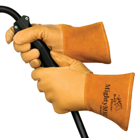 Black Stallion 39CHMP MightyMIG Premium Grain Pigskin MIG Gloves, Medium