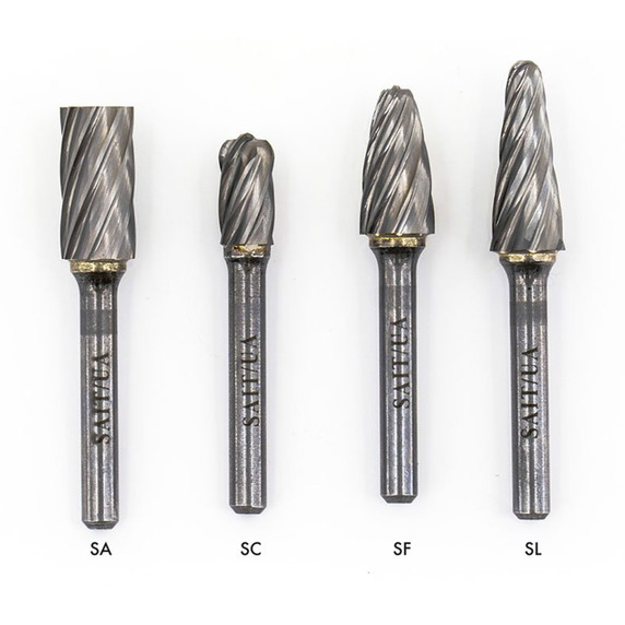 United Abrasives SAIT 45052 3/8x3/4x1/4 Type SC3NF Tungsten Non-Ferrous Aluminum Cut Carbide Bur