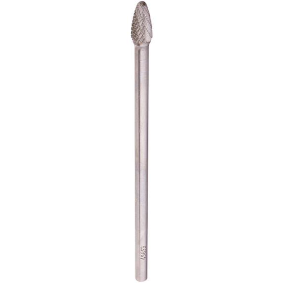 United Abrasives SAIT 45653 3/8x3/4x1/4 Type SF3L6 Tungsten Double Cut Alternate Cut 6" Shank Carbide Bur