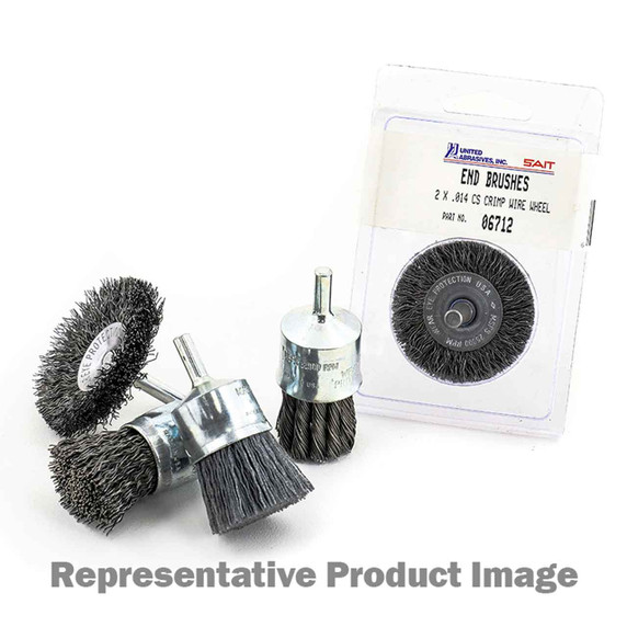 United Abrasives SAIT 02711 3x.014x1-3/4 Stainless Steel End Brush CIRCULAR FLARED CRIMPED, 12 pack