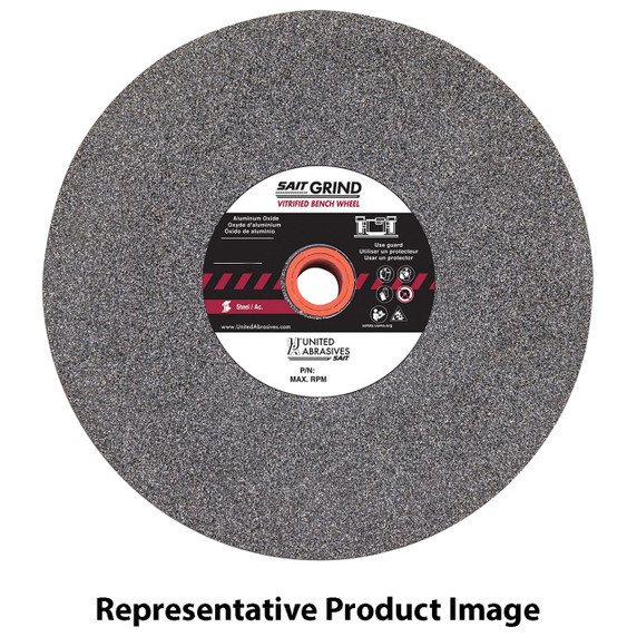 United Abrasives SAIT 28050 10x1-1/2x1-1/4 A36 Aluminum Oxide General Purpose Bench Grinding Wheel
