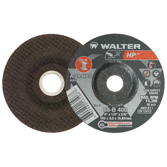 Walter 08B400 4x1/4x5/8 HP High Performance Grinding Wheels Type 27 Grade A-24, 25 pack