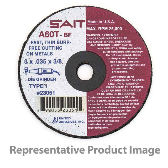 United Abrasives SAIT 23062 4x1/16x5/8 A60T Burr Free Thin High Speed Cut-off Wheels, 50 pack