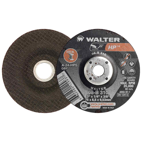 Walter 08B310 3x1/4x3/8 HP High Performance Grinding Wheels Type 27 Grade A-24, 25 pack