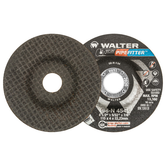 Walter 08N454 4-1/2x5/32x7/8 Pipefitter Contaminant Free Grinding Wheels Type 27, 25 pack