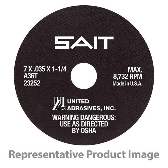 United Abrasives SAIT 23265 7x1/16x5/8 A36T Tool Room Aggressive Cutting Cut-off Wheels, 50 pack