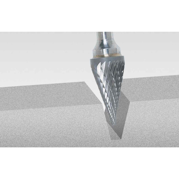 Walter 01V025 1/8x7/16 Double Cut Tungsten Carbide Burr 1/8" Shank Type SM-42 Conical