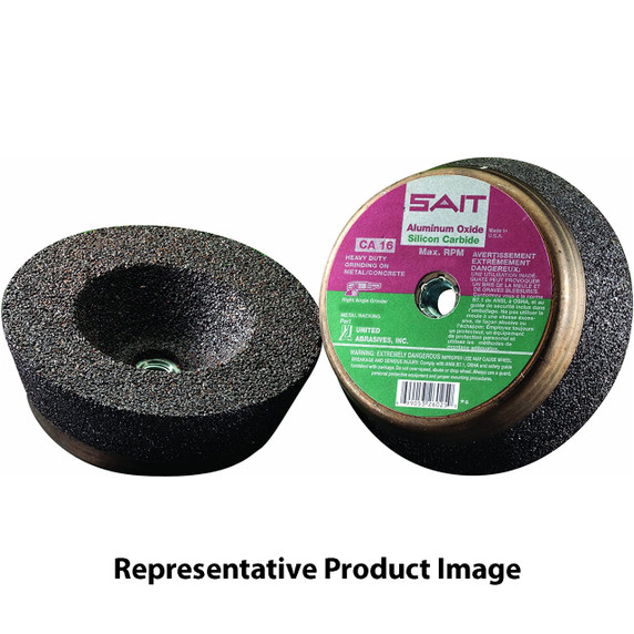 United Abrasives SAIT 26005 4x2x5/8-11 CA16 Combination Metal/Concrete Metal Backing Cup Stones, 12 pack