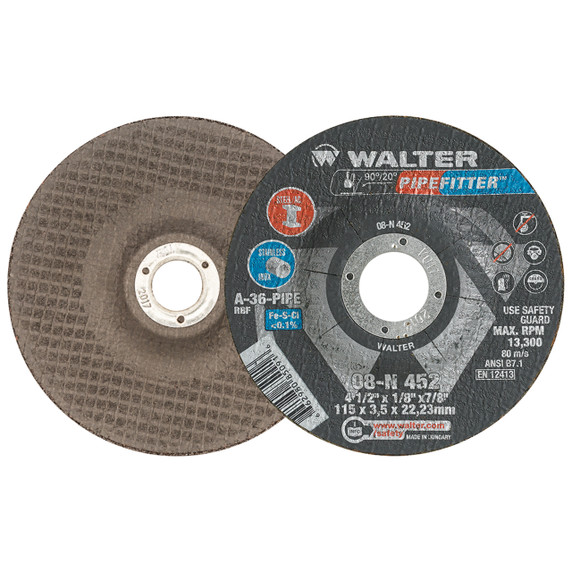 Walter 08N452 4-1/2x1/8x7/8 Pipefitter Contaminant Free Grinding Wheels Type 27, 25 pack