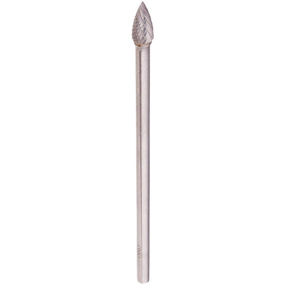 United Abrasives SAIT 45663 3/8x3/4x1/4 Type SG3L6 Tungsten Double Cut Alternate Cut 6" Shank Carbide Bur