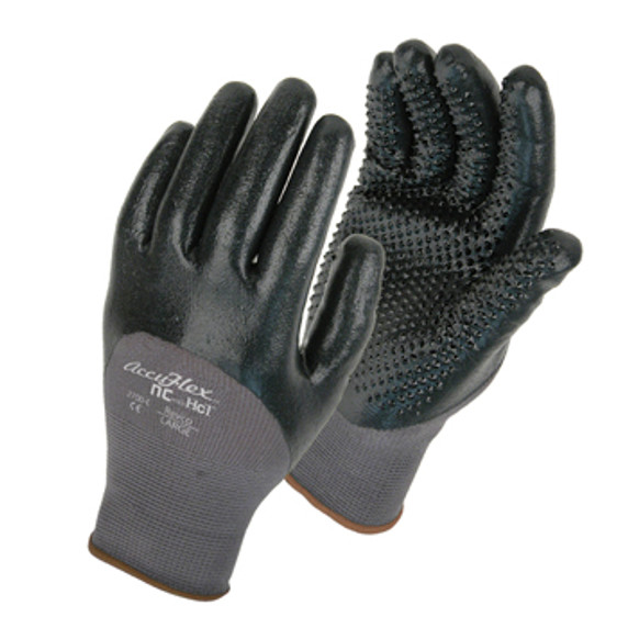 Black Stallion AccuFlex 700 C Coated Nylon Knit Glove w/ Grip Dots, Large, 12 pack