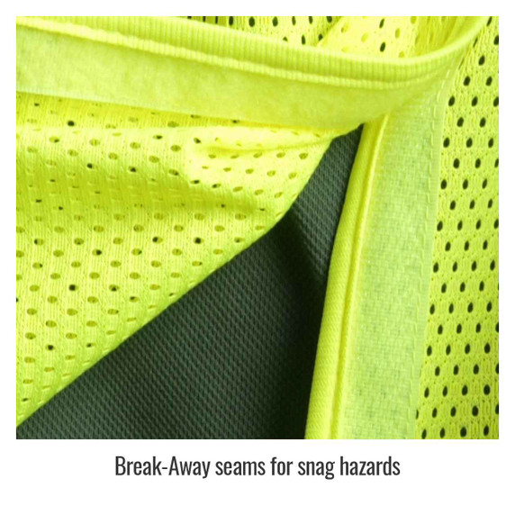 Black Stallion VS2025 ANSI Class 2 Break-Away Hi-Vis Safety Vest, Lime, Large