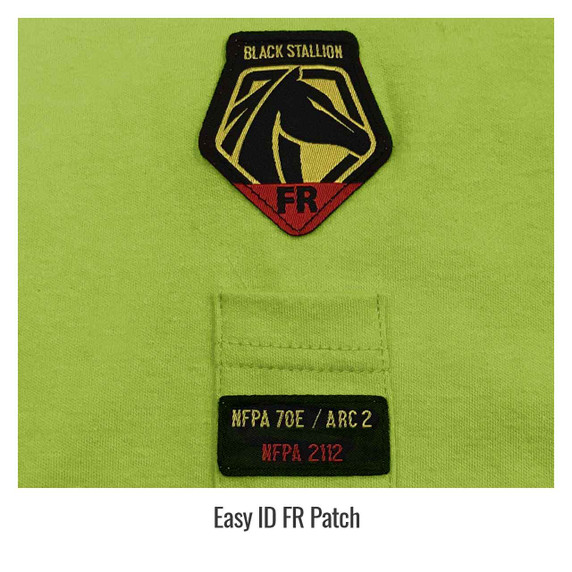 Black Stallion TF2511 NFPA 2112 & NFPA 70E FR Cotton Long Sleeve T-Shirt with Reflective Tape, Lime, Small
