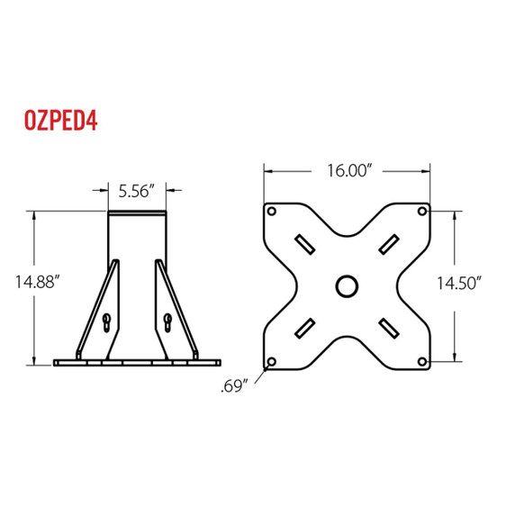 OZ Pedestal Base for OZ2500DAV Steel Davit Cranes, OZPED4