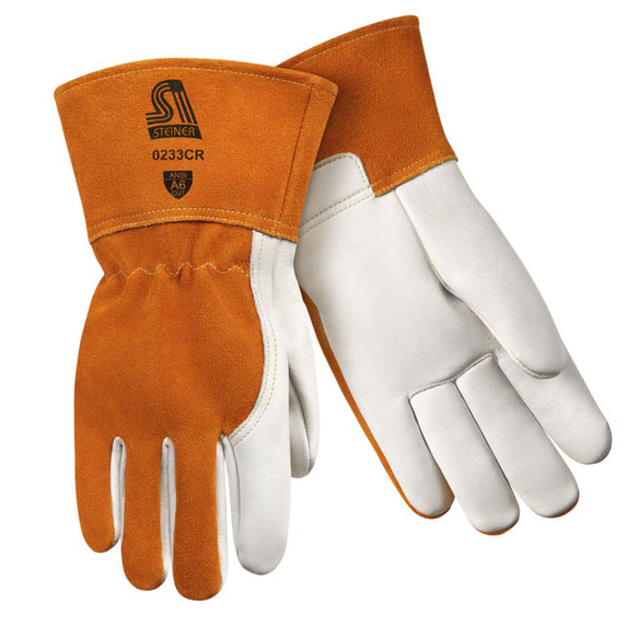 Steiner 0233CR Premium Heavyweight Grain Cowhide MIG Welding Glove, Cowhide Back, Cut Resistant, Long Cuff, X-Large