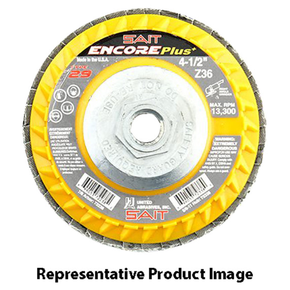 United Abrasives SAIT 72345 5x5/8-11 Encore Plus Type 29 Super Lock Hub Zirconium Flap Discs 40 Grit, 10 pack