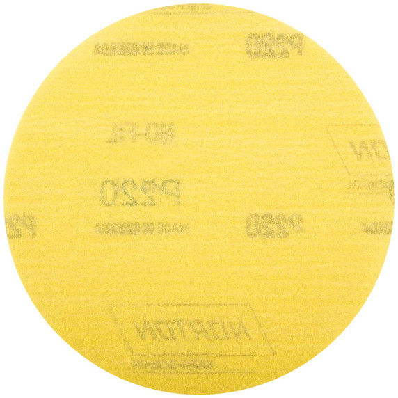 Norton 66261101624 6 In. Q275 No-Fil Aluminum Oxide Fine Grit Film Hook & Loop Discs, P220 Grit, 50 pack