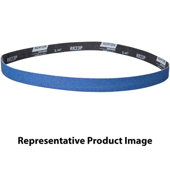 Norton 78072728588 1x42” BlueFire R823P Zirconia Alumina Cloth Narrow Benchstand Belts, 150 Grit, Fine, 50 pack