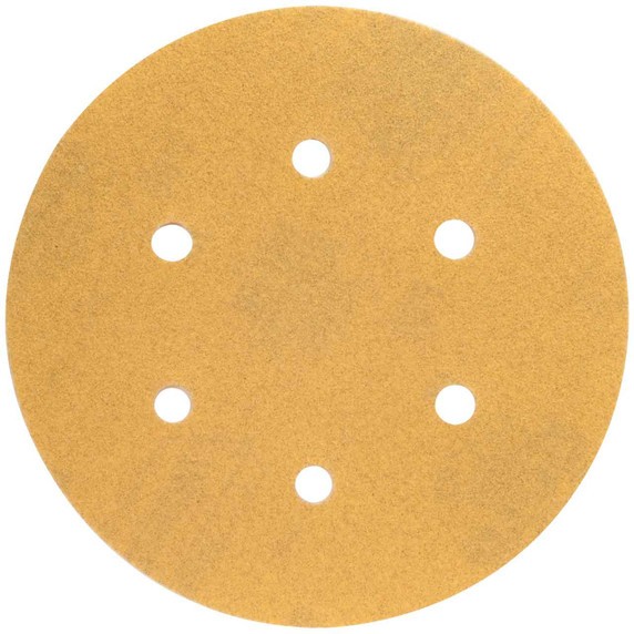 Norton 66623334788 6 In. Gold Reserve A296 No-Fil Aluminum Oxide Paper Hook & Loop Vacuum Discs, Medium, P120 Grit, 50 pack