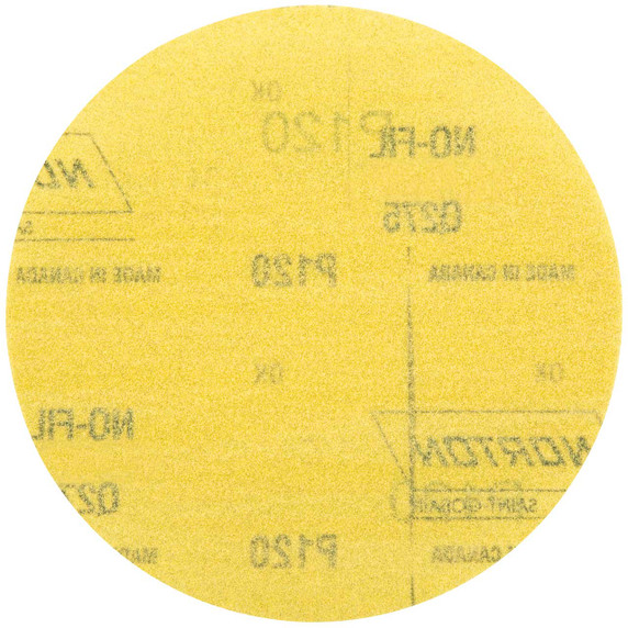 Norton 66261101627 6 In. Q275 No-Fil Aluminum Oxide Medium Grit Film Hook & Loop Discs, P120 Grit, 50 pack