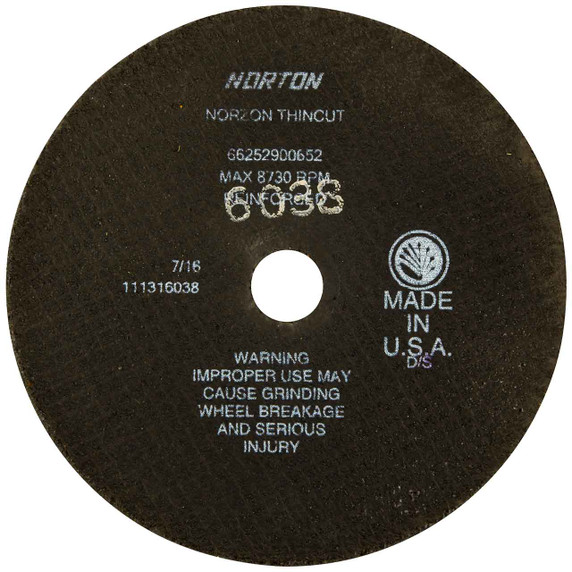 Norton 66252900652 7x1/16x7/8 In. NorZon Plus RightCut 5SGZ CA/ZA Reinforced Right Angle Cut-Off Wheels, Thin Cut, Type 01/41, 36 Grit, 25 pack
