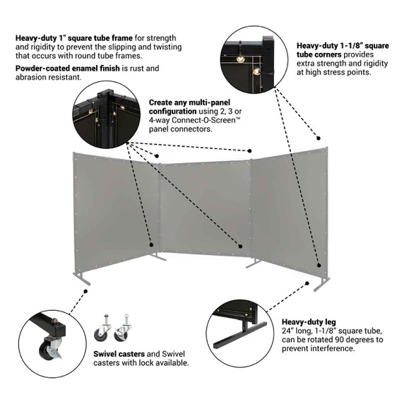 Steiner 532HD-6X10 Protect-O-Screen HD with Gray Transparent Vinyl FR Welding Screen with Frame