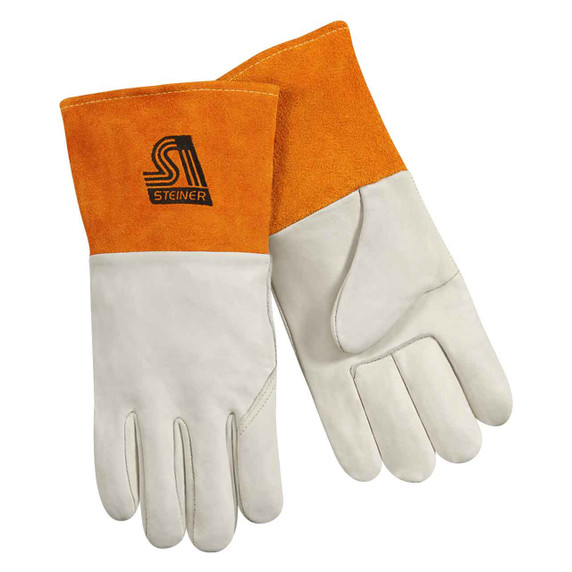 Steiner 0217 Premium Grain Cowhide MIG Welding Gloves, Unlined, Long Cuff, Small