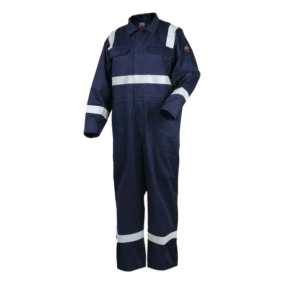 Black Stallion CF2216-NV Deluxe FR Cotton Coverall with 2" Reflective Tape, Navy, 2X-Large