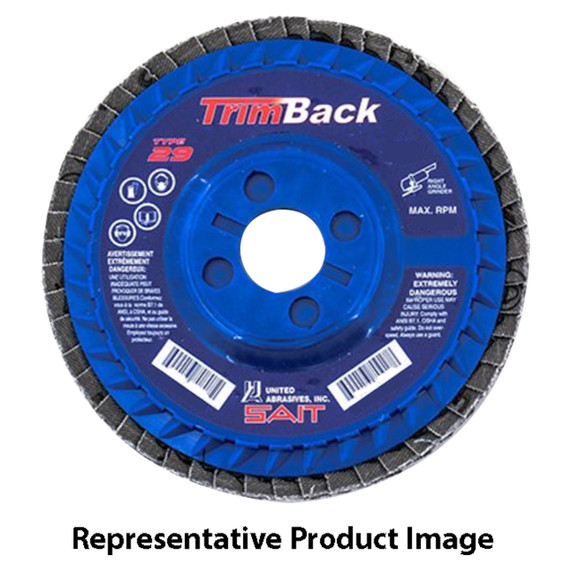 United Abrasives SAIT 70810 5x7/8 Trimback Type 29 No Hub Zirconium Flap Disc 80 Grit, 10 pack