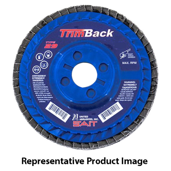 United Abrasives SAIT 70810 5x7/8 Trimback Zirconium Flap Discs, Type 29, 80 Grit, 10 pack